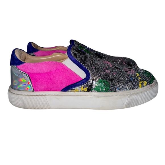 Christian Louboutin Masteral Tissima Suede Multicolor Fashion Sneaker Size 40.5 - Picture 2 of 16
